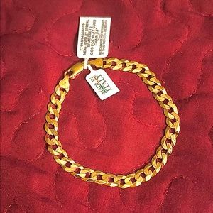 18k Gold-Plated Sterling Silver Men's Curb Link Chain Bracelet